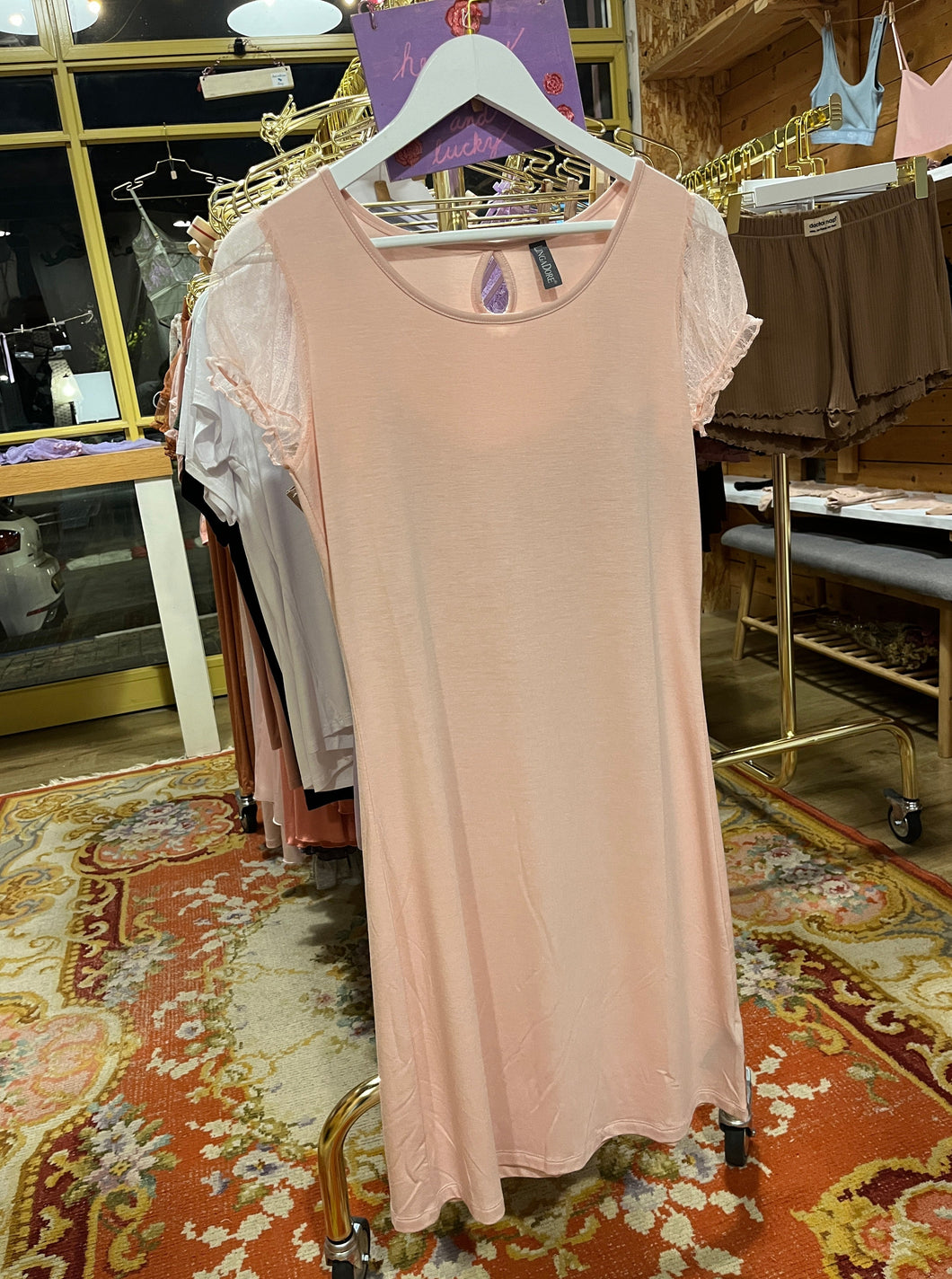 Puff Sleeve Pink Dress