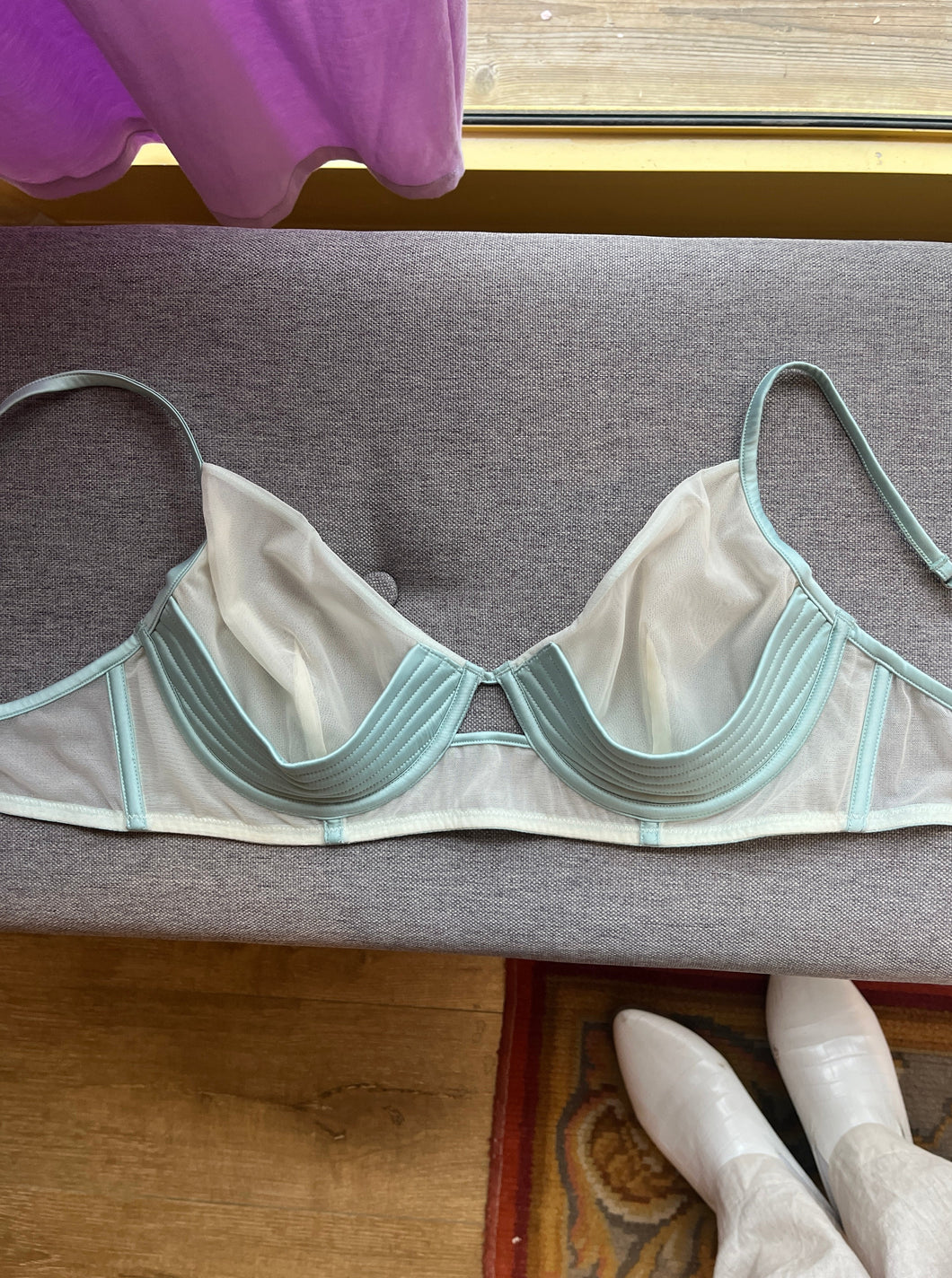 Futuristic Aurora Sheer Bra Blue